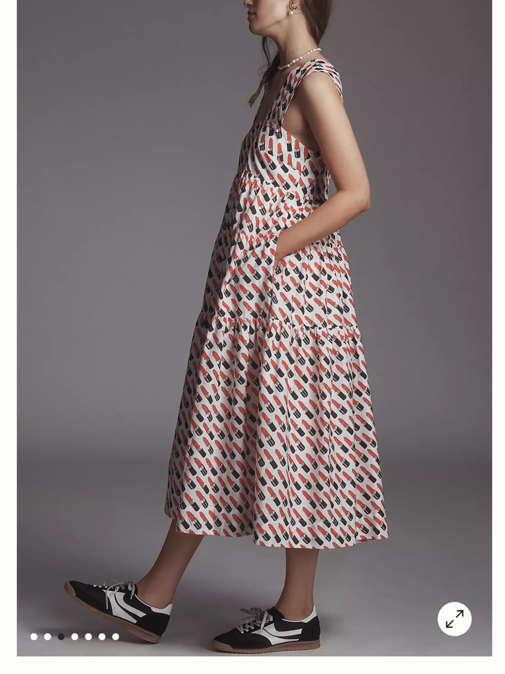 Anthropologie Helena Square-Neck Smocked Tiered Midi Dress - Picture 3 of 7